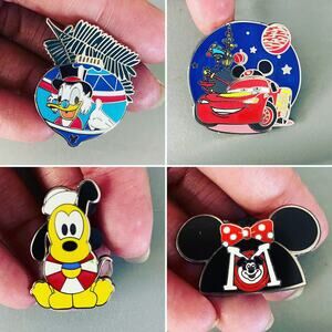 Disney assorted trading pins- Set of 4 cars, pluto, minnie, scrooge